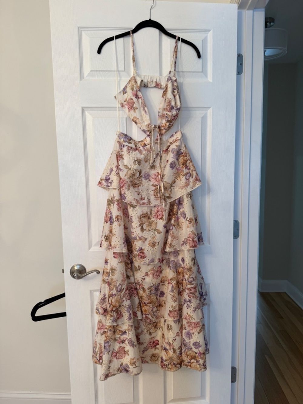 LINE AND DOT FLORET MAXI RUFFLE DRESS - Picture 3 of 6